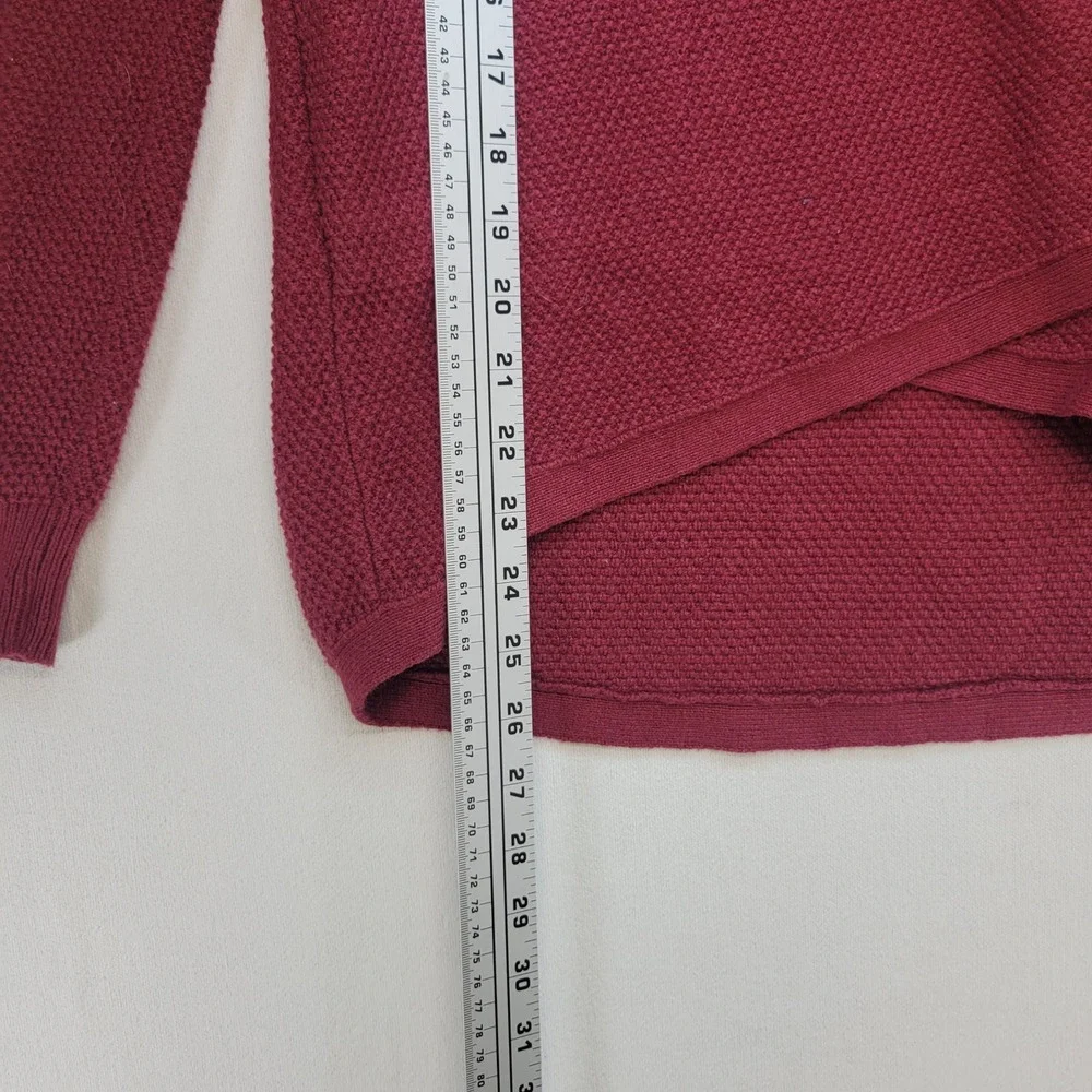 Madewell Sweater Womens Small Burgundy Tulip Hem‎ Waffle Knit E3445